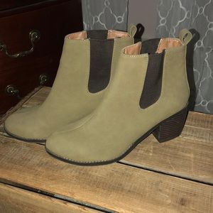 Olive & brown booties